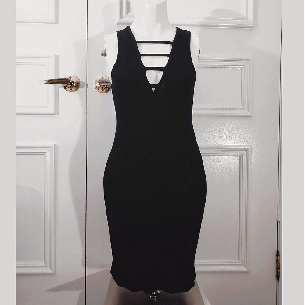 DON'T ASK WHY- Sexy Black Sleeveless Strappy Dress